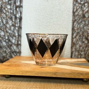 MCM Harlequin Glass Black Gold Diamonds Ice Bucket